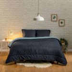 Bleu calin - couette imprime contraste - chaude 400g / m - 140x200cm