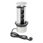 Orno - bloc 3 prises escamotable diam�tre 100mm c�ble 1. 8m 16a. 230v 2p + t aluminium - synercia