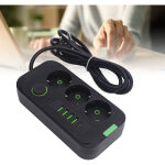 Bloc d'alimentation europ�en 3 prises 4 ports usb 1 type c avec c�ble de 2 m pour rallonge de prise �lectrique ...