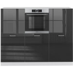 Vicco - bloc cuisine r - line, anthracite brillant / blanc, 180 cm sans plan de travail