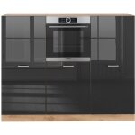 Vicco - bloc cuisine r - line, anthracite brillant / chne dor, 180 cm sans plan de travail
