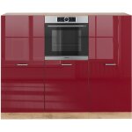 Bloc cuisine r - line, bordeaux brillant / chne dor, 180 cm sans plan de travail, vicco