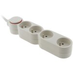 Bloc home 4 prises 16a 2p + t cble 3m - blanc zenitech