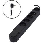 Bloc multiprise 5 prises 16 a avec interrupteur, fiche plate, cable 1, 5 m ho5vv - f 3x1, 5 mm2 noir ...