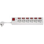 Bloc multiprise 6 prises avec protection contre la surcharge et interrupteur, 1, 5 m, 6x prises � contact ...