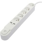 Bloc multiprise 5 prises 16 a avec interrupteur, 2 ports usb et cable 3 m ho5vv - f 3x1, 5 mm2 noir - ...