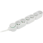 Bloc multiprise coresponsable 6 prises 2p + t home green - blanc zenitech