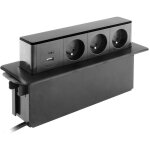 Otio - bloc multiprise encastrable 3x 16a 2p + t + 2 ports usb - noir