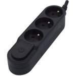 Bloc multiprise interr. 3x16a 1, 5m - noir - chacon