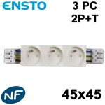 Bloc pr�c�bl� 1 � 4 prises de courant 2p + t blanc 45x45 ? double bornier rapide ? type recouvrant pour ...