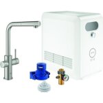 Blue professional - mitigeur d'vier avec unit rfrigrante et filtration, douchette extractible, supersteel ...