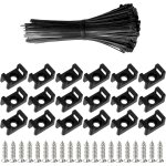 Bluedeer - 100 pices attaches cable avec embase de serre cables et vis, 200 mm autobloquantes fixations ...