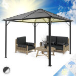 Blumfeldt pantheon solid sky ambient tonnelle de jardin waterproof en aluminium 3x3m avec toit rigide ...
