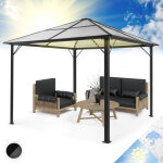Blumfeldt pantheon solid sky ambient tonnelle de jardin waterproof en aluminium 3x4m avec toit rigide ...