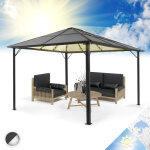 Pantheon solid sky ambient tonnelle de jardin waterproof en aluminium 3x4m avec toit rigide en polycarbonate ...