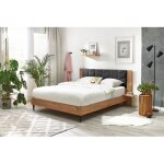 Bobochic - lit leona avec lattes massives pieds en bois weng 140x190 gris anthracite