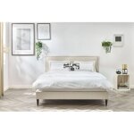Bobochic - lit sary avec lattes massives pieds en bois weng� 180x200 beige