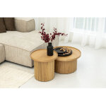 Bobochic - table basse d. 45 cm castellane placage ch�ne massif marron clair