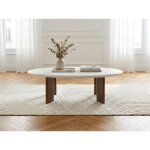 Bobochic - table basse ovale 110 cm arya effet terrazzo et pieds bois massif de manguier