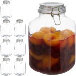 Relaxdays - bocal en verre, lot de 8, 3 litres, conserves, grand pot, hermtique, fermeture tanche avec ...
