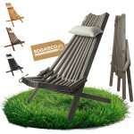 Bogateco transat pliable en bois de jardin gris 100x55x30cm