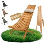 Bogateco transat pliable bois jardin marron 100x55x30 cm avec coussin
