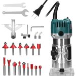 Bois d�fonceuse affleureuse �lectrique 800w, routeur � bois �lectrique 30000r / min avec 15pcs 1 / 4  ...