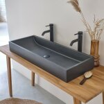 Berah getah - double vasque en bton noir 100 cm