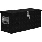 Bote en aluminium - coffre de rangement - stockage rangement 80x30x35 cm noir 303975