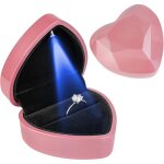 Bo�te � bague en velours avec lumi�re led en forme de c?ur avec lumi�re led, bo�te � bijoux pour mariage, ...