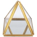 Bo�te � bijoux en verre pyramide dor�e d�corative pour cadeau anniversaire mariage