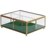 Bote a bijoux en verre transparent et dor avec compartiments pratique pour ranger accessoires de style ...