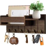 Bote  cls en bois, avec 6 crochets, style moderne,  fixer au mur, idale pour le salon, la cuisine, ...