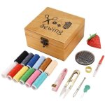 Bo�te de couture en bois accessoires kit fournitures travail pour le raccommodage