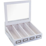 Hhg - bote de couverts 211, avec couvercle, paulownia, 37x33x17cm, shabby blanc