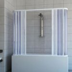 Idralite - pare - baignoire avec porte pliable en pvc h 150 mod. nicla 70x170x70 cm ouverture centrale ...
