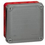 Bo�te de d�rivation carr�e pour presse - �toupe plexo dimensions 105x105x55mm ral7037 et ral3000 legrand ...