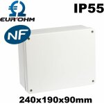 Bo�te de d�rivation �tanche ip55 industrie - 240 x 190 x 90 mm - 50309 - eur'ohm