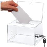 Bote de dons en acrylique, bote  dons verrouillable, urne lectorale transparente avec serrure  cl, ...