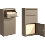 Bo�te aux lettres colis murale taupe ? acier galvanis� avec serrure double ouverture