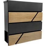 Bo�te aux lettres relaxdays, bois, avec compartiment � journaux, 37 x 37 x 11 cm, 4 cl�s, m�tal, anthracite ...
