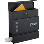 Relaxdays boite aux lettres, porte - journaux, fer poudr�, jolie inscription, hxlxp : 37x37x12 cm, noire ...