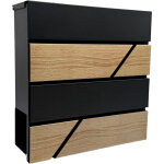 Bo�te aux lettres relaxdays, effet bois, avec tube � journaux, h x l x p : 37 x 37 x 11 cm, 4 cl�s, m�tal, ...