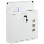 Relaxdays boite aux lettres, vitres pratiques, fer robuste, 4 clés, h x l x p : 33 x 35 x 12 cm, blanche ... Relaxdays boite aux lettres, vitres pratiques, fer robuste, 4 clés, h x l x p : 33 x 35 x 12 cm, blanche ...