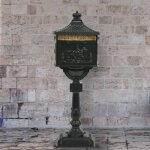 Bo�te aux lettres sur pied aluminium vintage antirouille vert