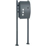 Bo�te aux lettres sur pied avec serrure, 2 cl�s, acier, 44 x 15 x 114 cm, gris