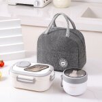 Bo�te � lunch - 1200 ml + 1 bol � soupe - sac isotherme - �l�gante - pratique - blanche