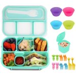 Bo�te � lunch bento � 4 compartiments, r�cipient � sauce, couverts, pics � ap�ritif et moules � muffins ...