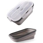 Bo�te � lunch pliable en silicone, s�re et sans bpa (900 ml - gris)