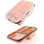 Bo�te � lunch pliable en silicone, s�re et sans bpa (trois compartiments - 1100 ml - rose)